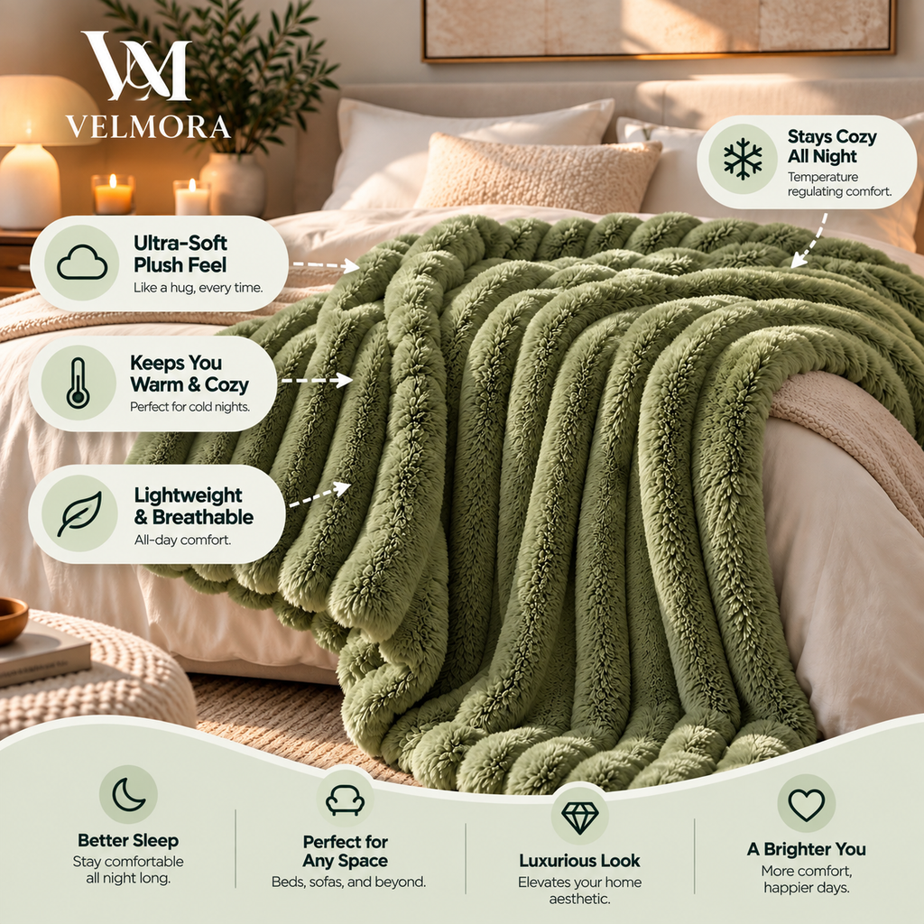 Velmora CloudSoft Ribbed Blanket
