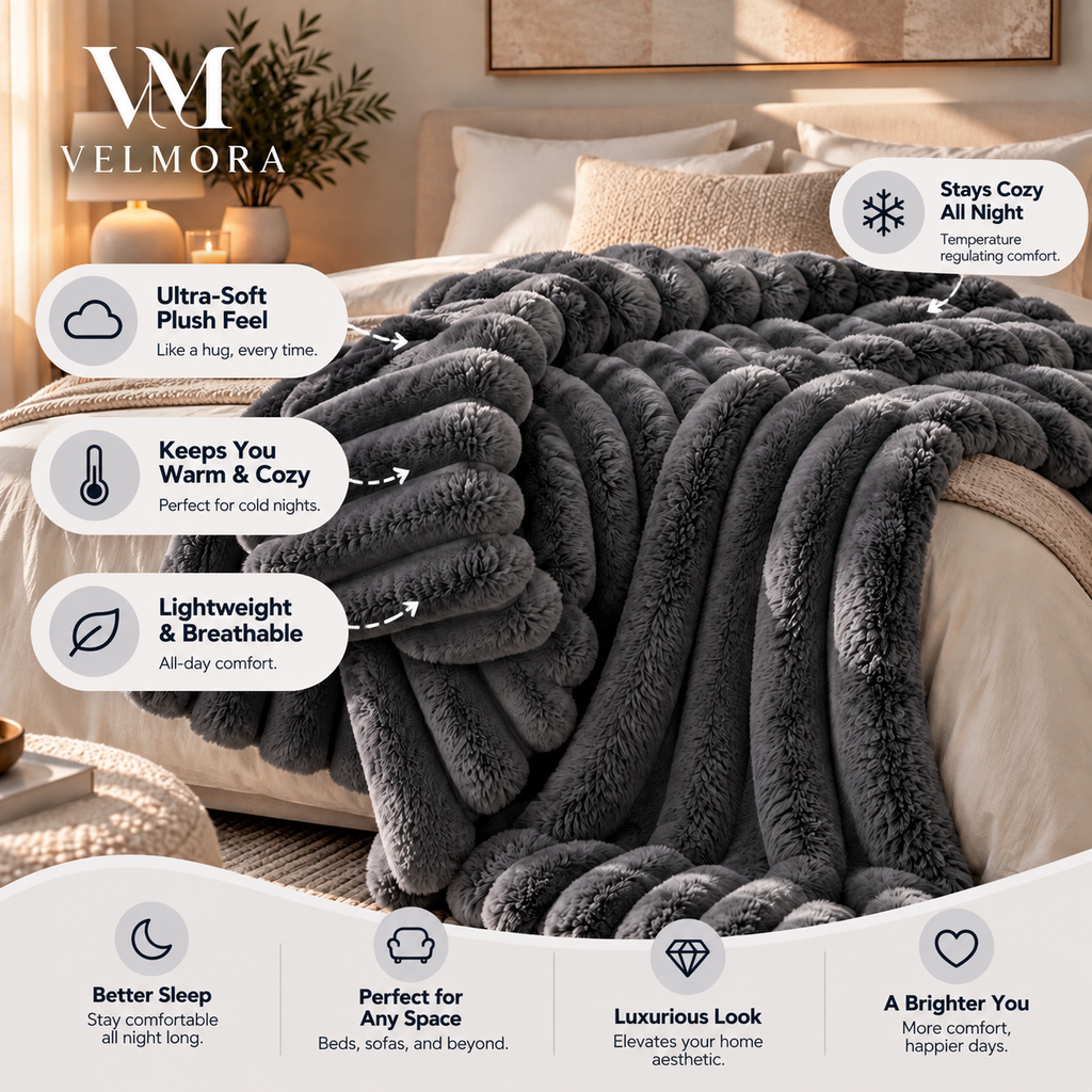 Velmora CloudSoft Ribbed Blanket