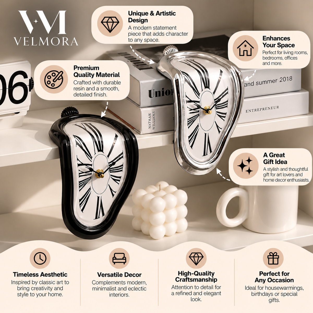 Melted Time Sculptural Clock